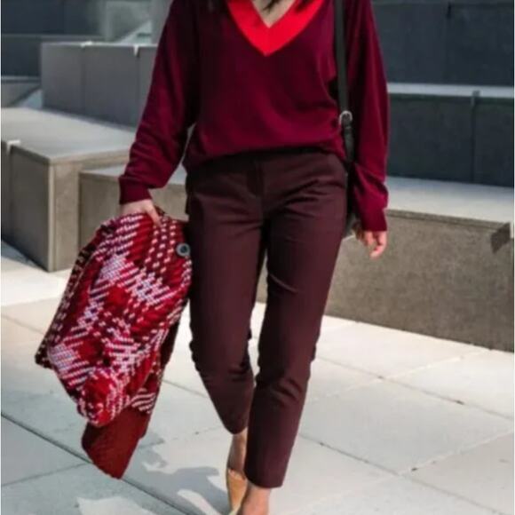Express Women's Burgundy Columnist Ankle Pants Trousers - Size 2 - Picture 1 of 9